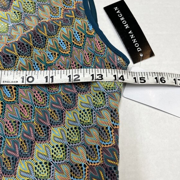 Donna Morgan Dress Womens 2 Crochet Open Knit Lined‎ Midi Boho Hippie Coastal - Picture 14 of 14